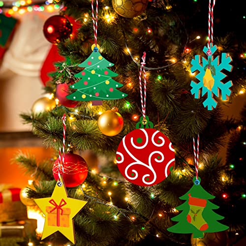 40pcs Unfinished Wood Slices with Holes Christmas Ornaments O144