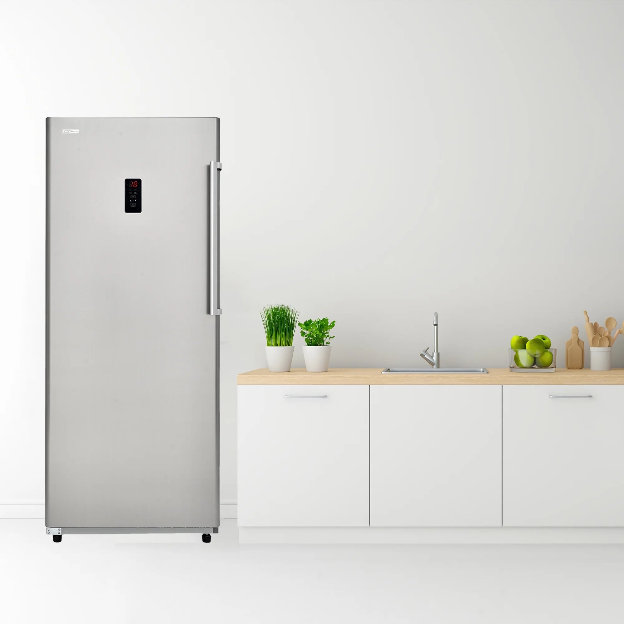 17 cu. ft Convertible Upright Freezer/Refrigerator in Stainless with Reversible Door J71413