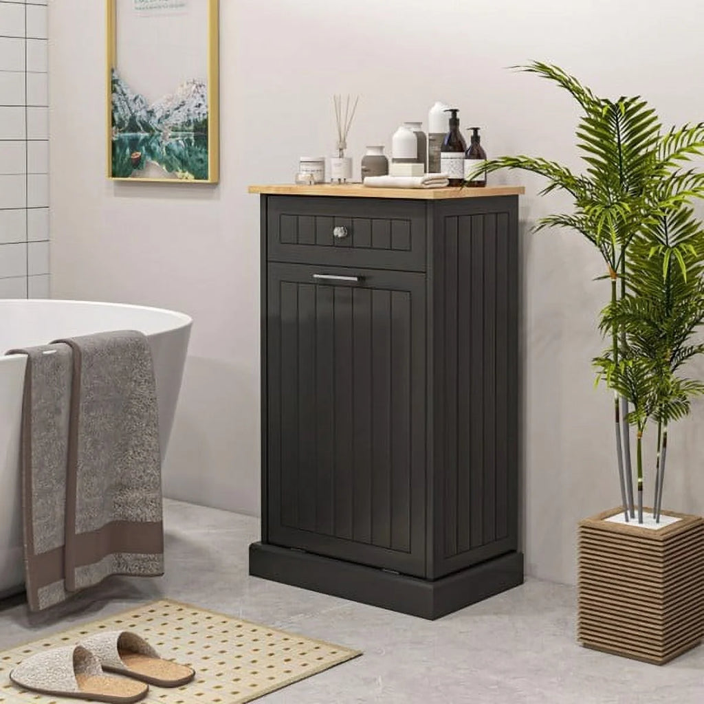 Freestanding Trash Can Holder Cabinet with Drawer Q1842