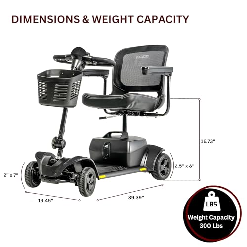 Iceberg Blue 4-Wheel Scooter with 18 Ah Battery, 300 Lbs Weight Capacity, 17"x17" Foldable Seat E316