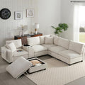 Oversized Modular Sectional Sofa with Storage Ottoman and Console, Gray W2490