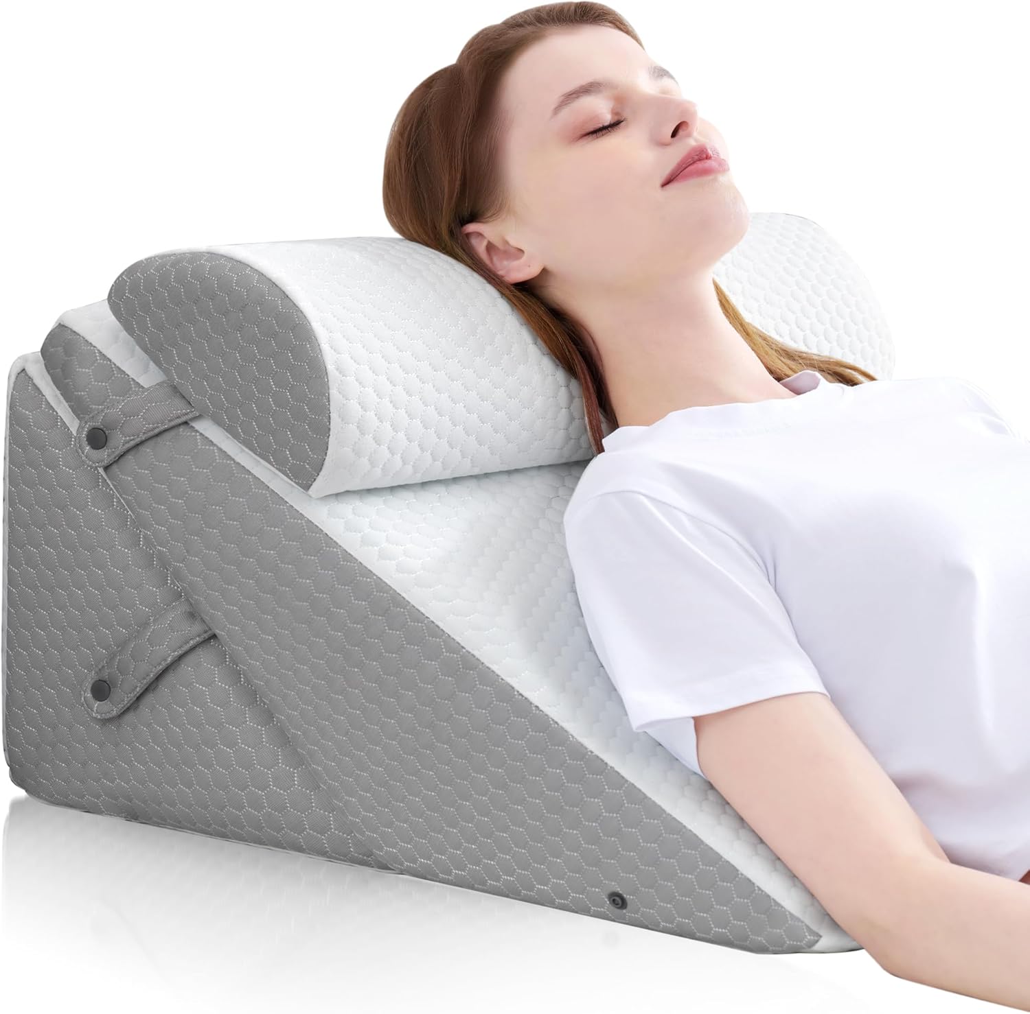 3PCS Adjustable Wedge Pillow with Memory Foam Bolster Pillow E17168