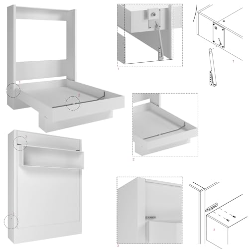 White Full Murphy Wall Bed with Shelf W5318