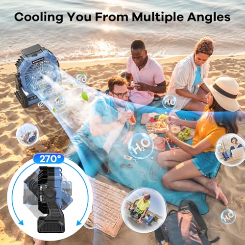 30000 mAh Rechargeable Portable Misting Fan with RGB Lantern M876814