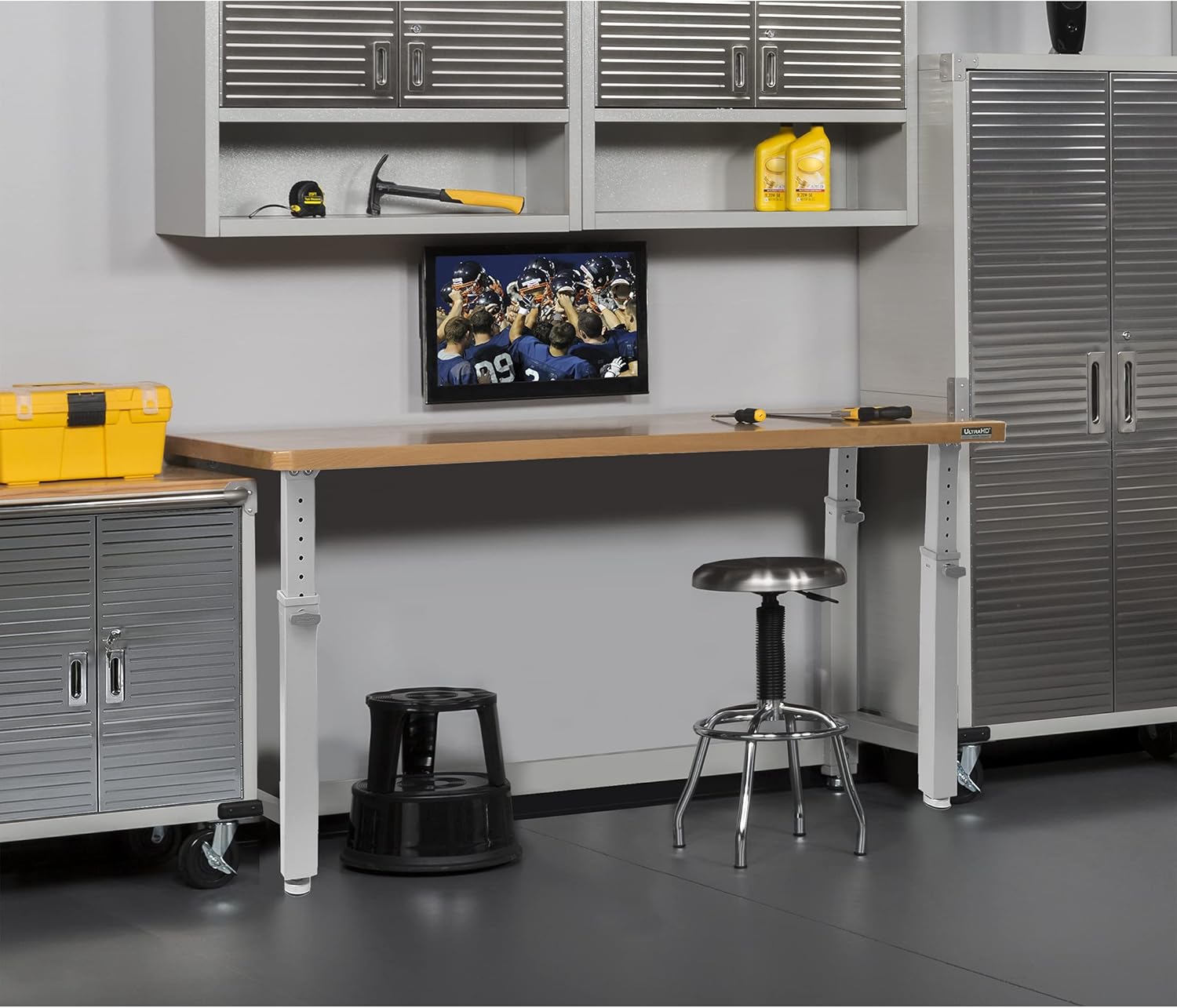 72" Granite Grey Height Adjustable Wood Top Workbench Desk Y1997