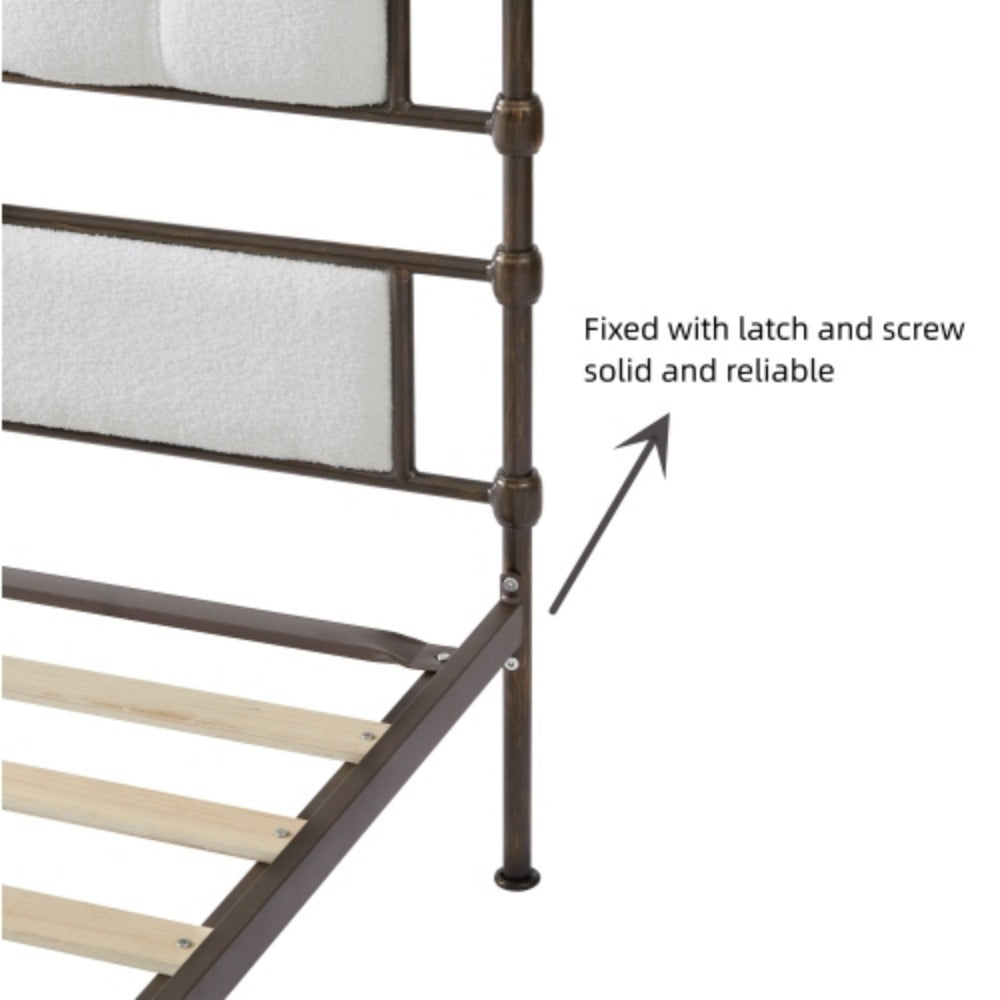 Queen Size Metal Bed Frame with Foam Head and Tail L170