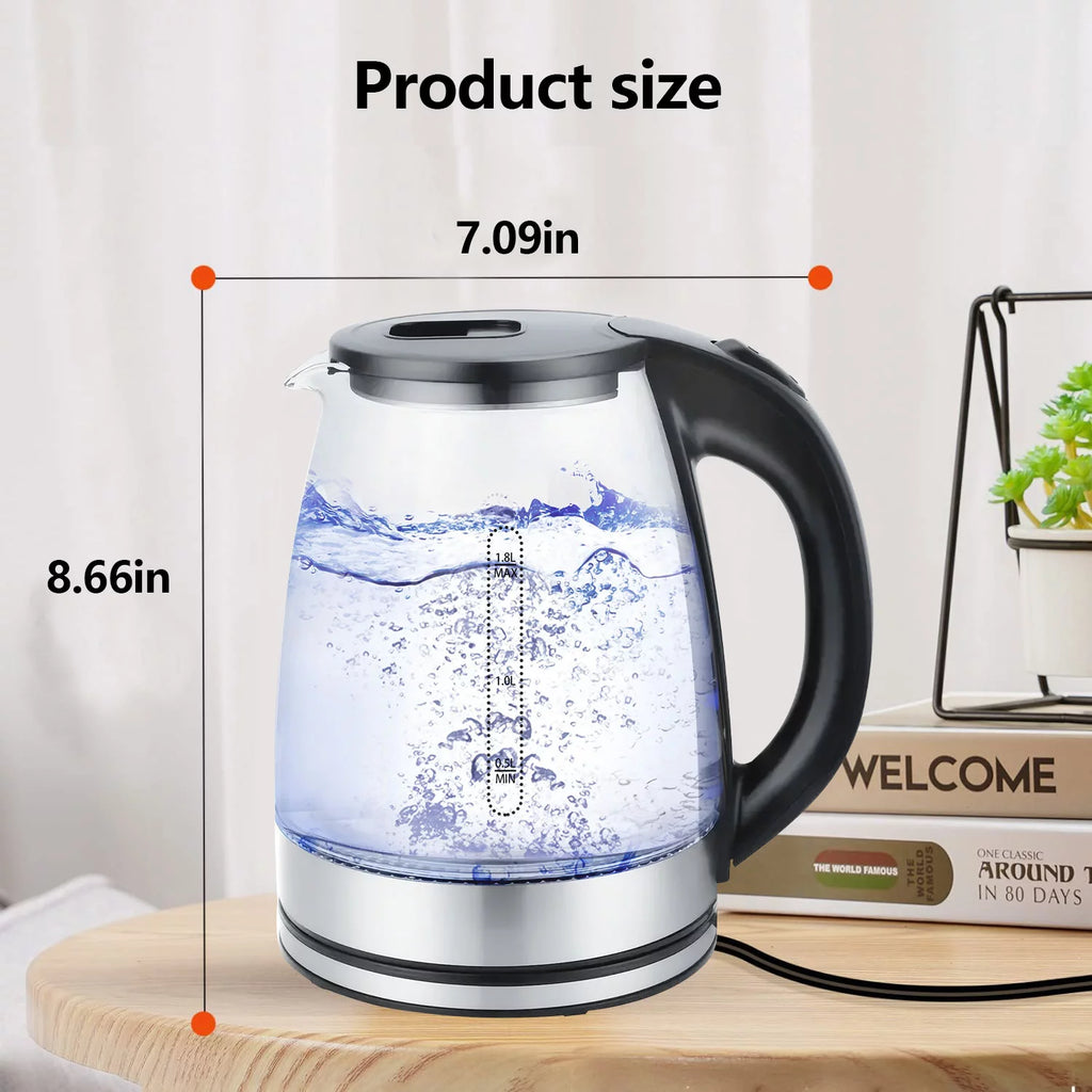 1.8 Liter Glass and Steel Electric Kettle with Auto Shut-Off U735457