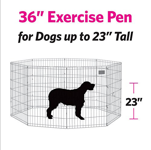 Black 24-Inch Folding Metal Dog Exercise Pen X332155
