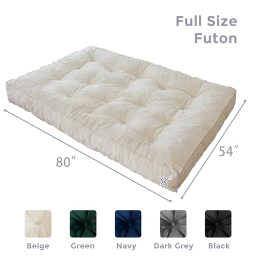 Beige 8" Full Size Velvet Futon Mattress K43004