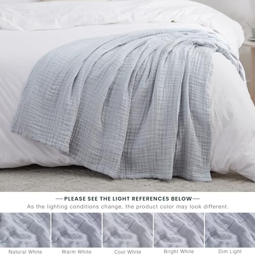6 Layer Cotton Muslin King Size Blanket, Sage Green V9593