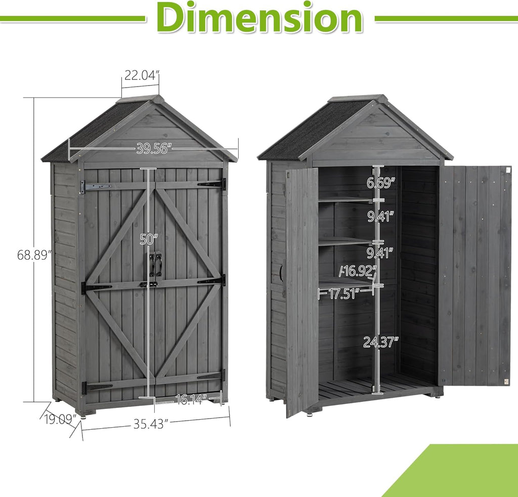 Outdoor Wooden Storage Shed with Lockable Door S37995