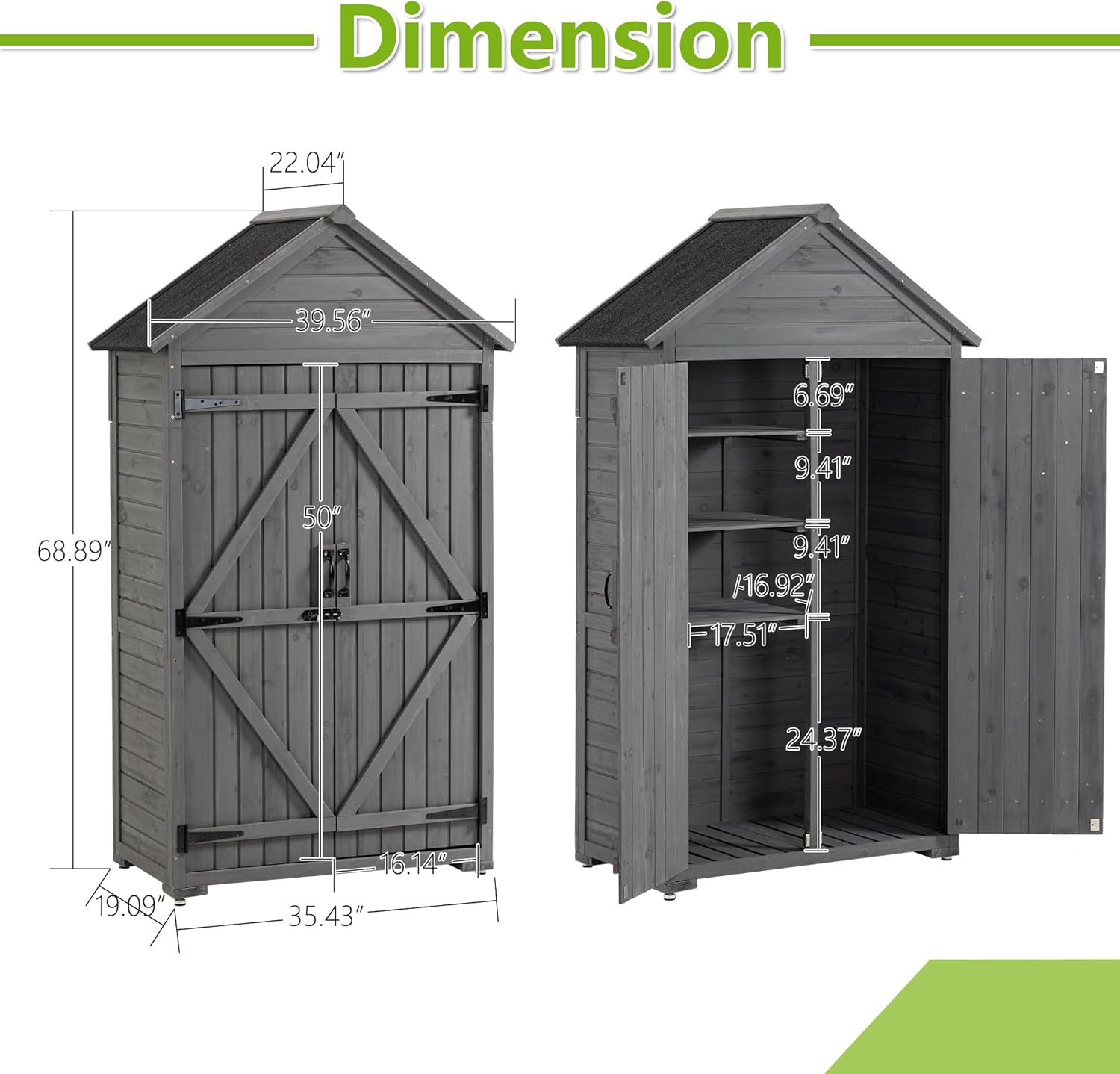 Outdoor Wooden Storage Shed with Lockable Door S37995