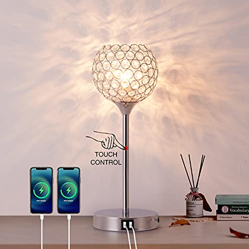 3-Way Dimmable Touch Control Table Lamp with 2 USB Charging Ports Q6847