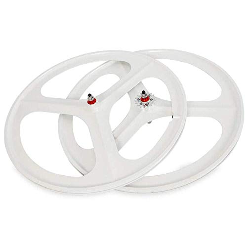 White 700C 3 Spoke Fixed Gear Bicycle Wheelset H778