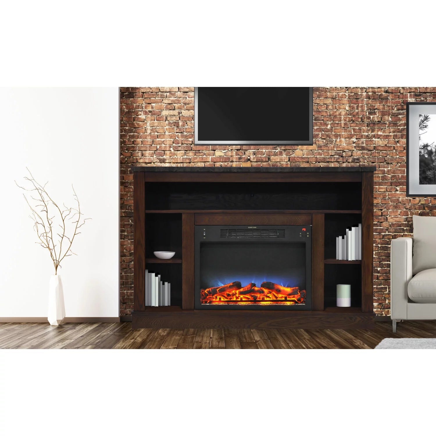 Mahogany Freestanding Electric Fireplace with Remote V41610
