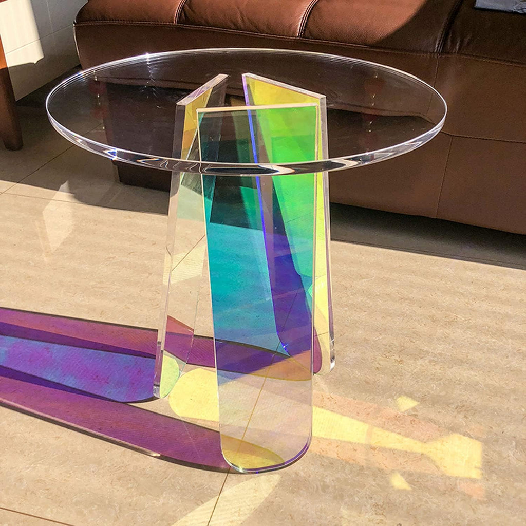 Clear Glass Round Acrylic Side Table, 18 inch P32789