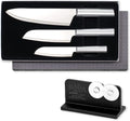 3-Piece Stainless Steel Knife Set with Aluminum Handles and Sharpener D55337
