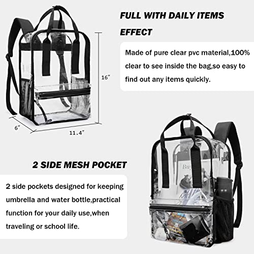 Clear Backpack Heavy Duty Transparent PVC See-Through Bookbags O4327