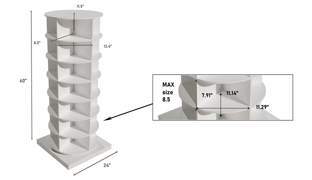 360° Rotating 7-Tiers Shoe Rack Organizer Tower Holds Up to 28 Pairs Y610322