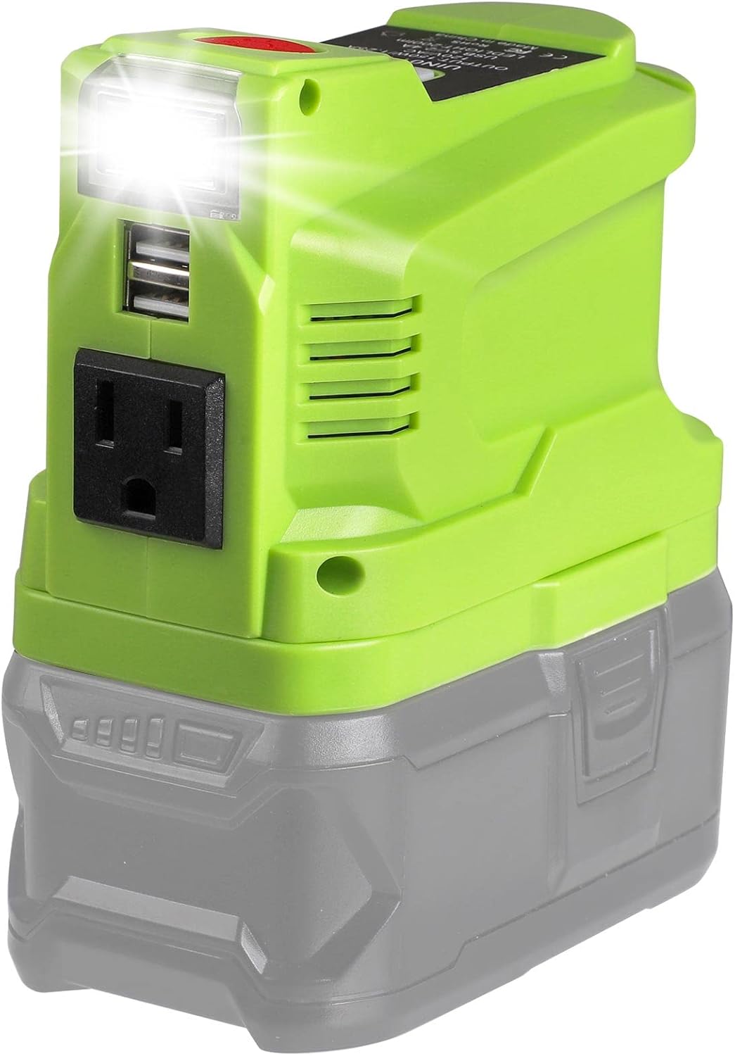 Portable Power Inverter Generator 150 Watt for 18V Battery to 110v/120v AC Output with USB Charger Adapter and LED Light Q747194