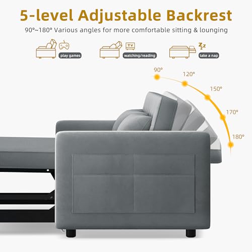 55" Convertible Velvet Sofa Bed, Full Size Y627874