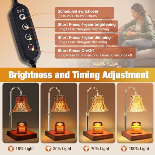 Candle Warmer Lamp with Timer & Dimmer, Adjustable Height, Electric Candle Lamp Warmer with 2 Premium Bulbs P637493