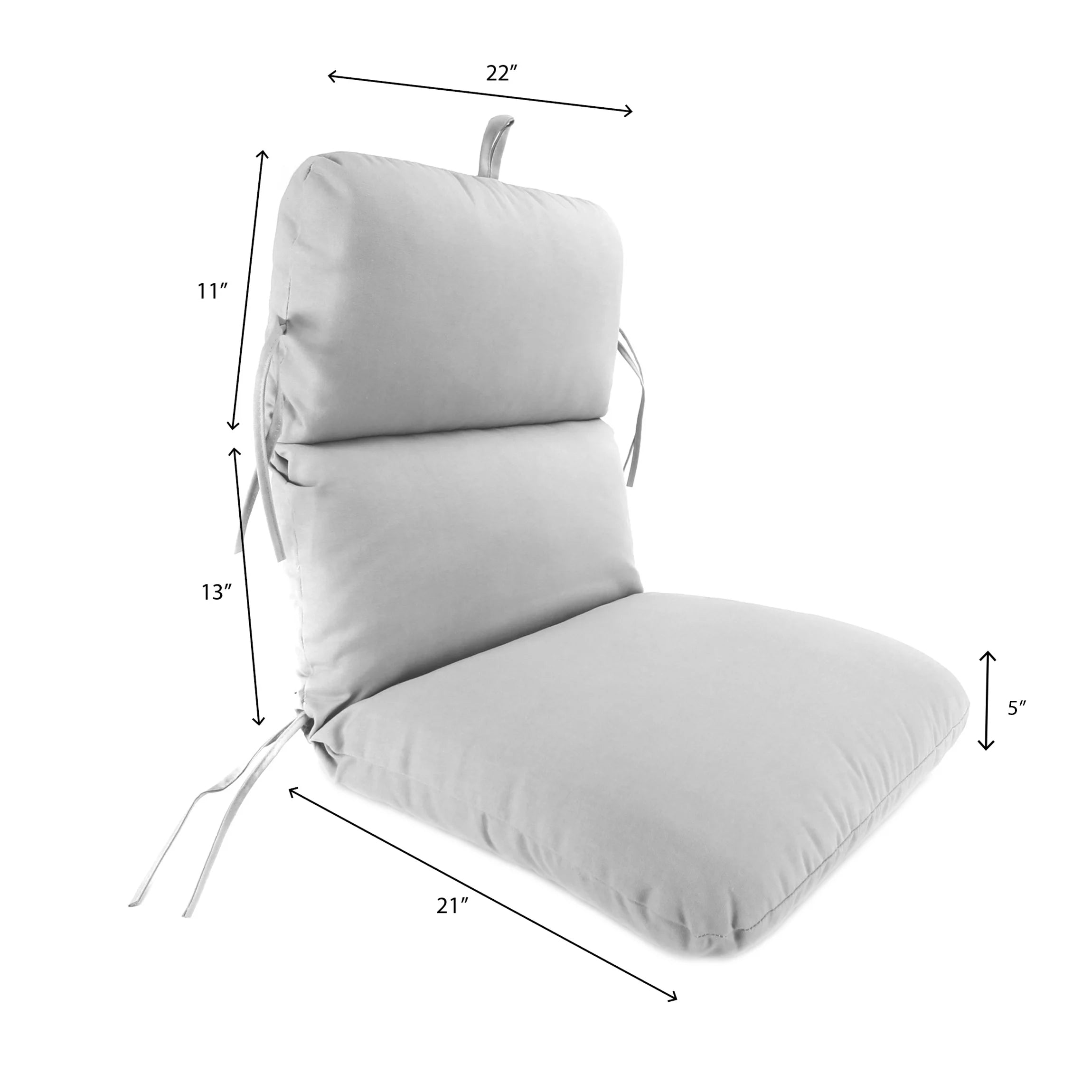 45" x 22" Cedar Grey Floral Rectangular Outdoor Chair Cushion with Ties and Hanger Loop H8539
