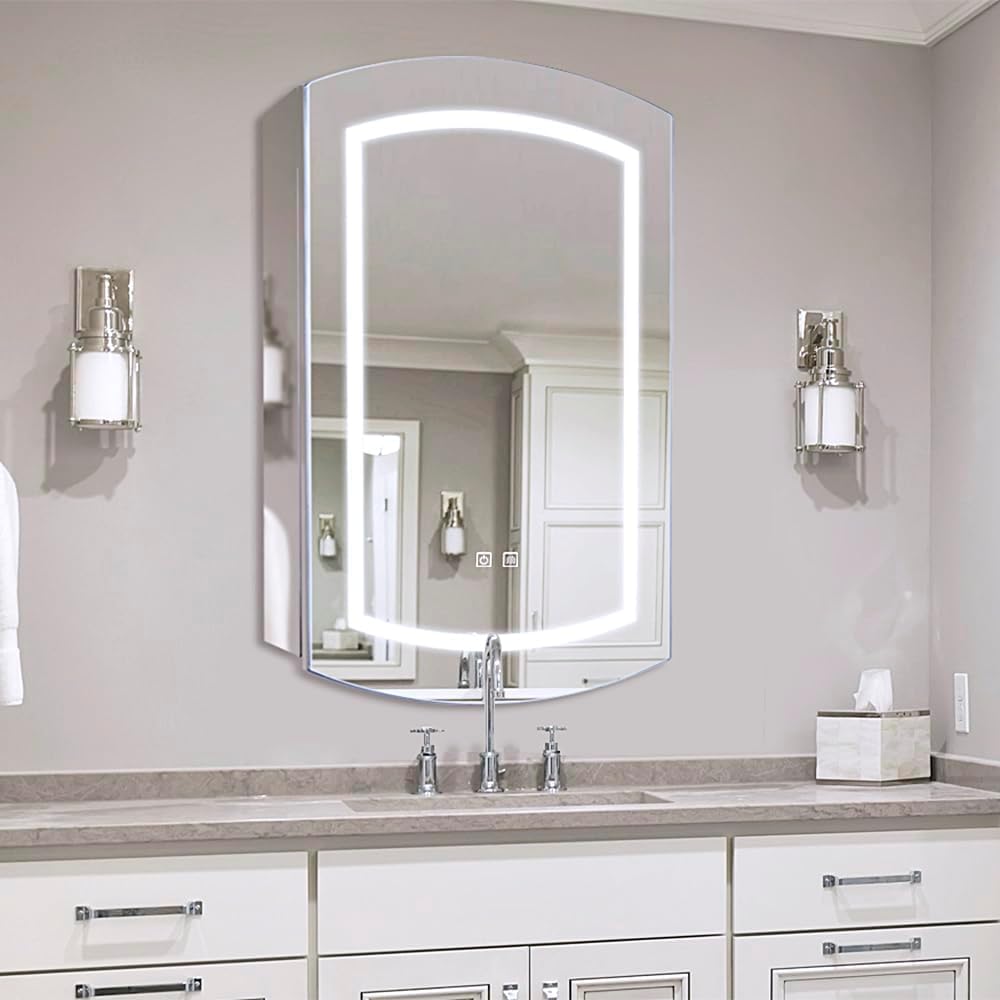Oval Lighted Medicine Cabinet with Mirror B610