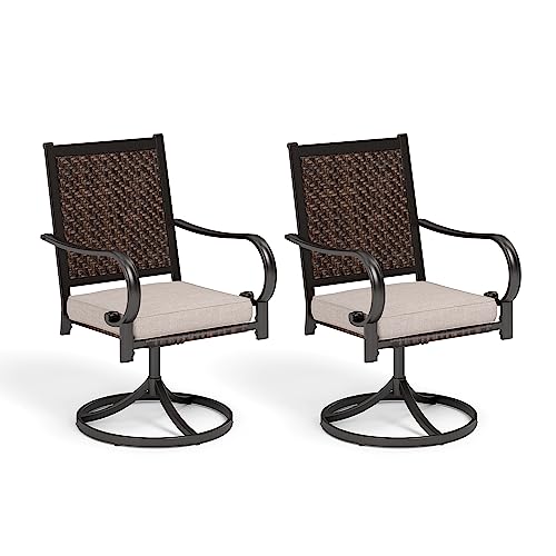 Wicker Patio Swivel Dining Chairs Set of 2 B503016