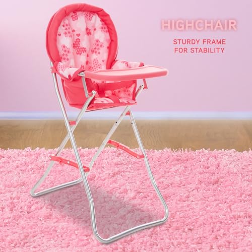 Baby Doll Stroller Bed and Seat Nursery Playset Accessories Furniture Set High Chair Diaper Bag Role Play Deluxe Set O455294