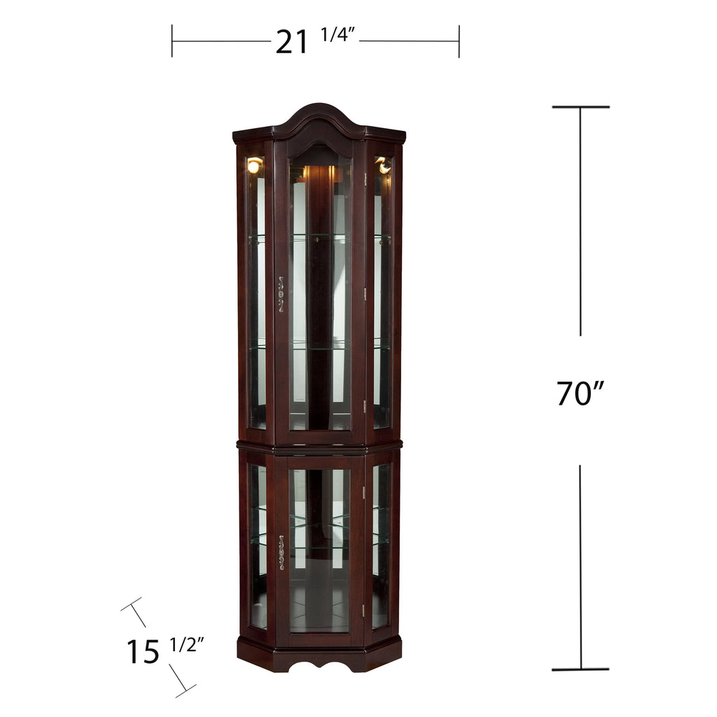 Lighted Corner Curio Cabinet Mahogany A8653