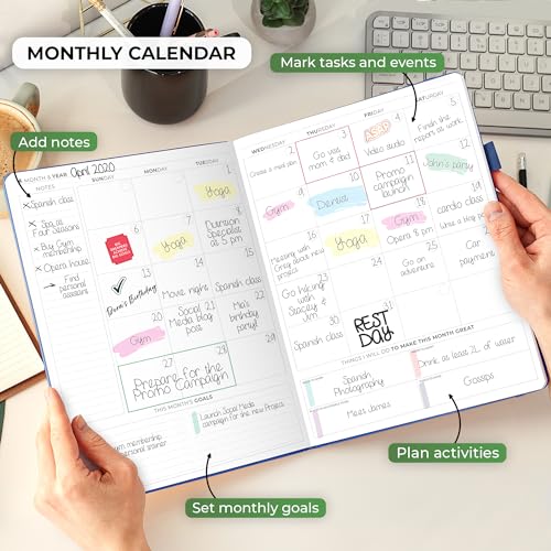 Undated Weekly & Monthly Life Planner with Time Slots, A4 (Black) D55526