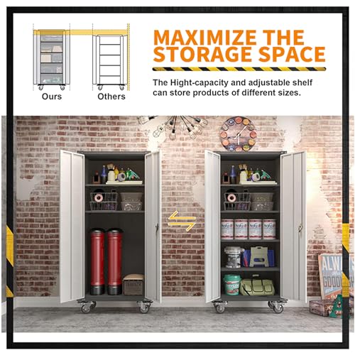 2 Doors Metal Locking Storage Cabinet with Adjustable Shelves D323550