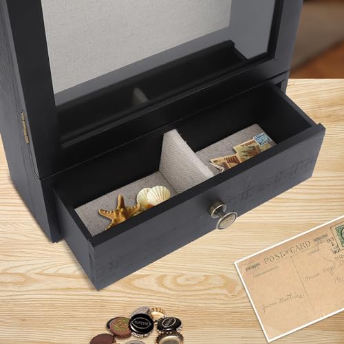 Black 3.2" Deep Shadow Box Frame with Real Glass and Drawer Z406292