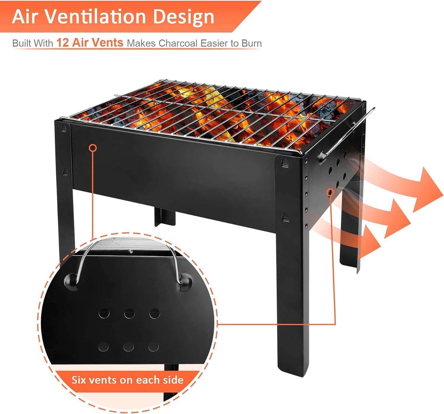 14" Portable Charcoal Barbecue Grill, Black R597204