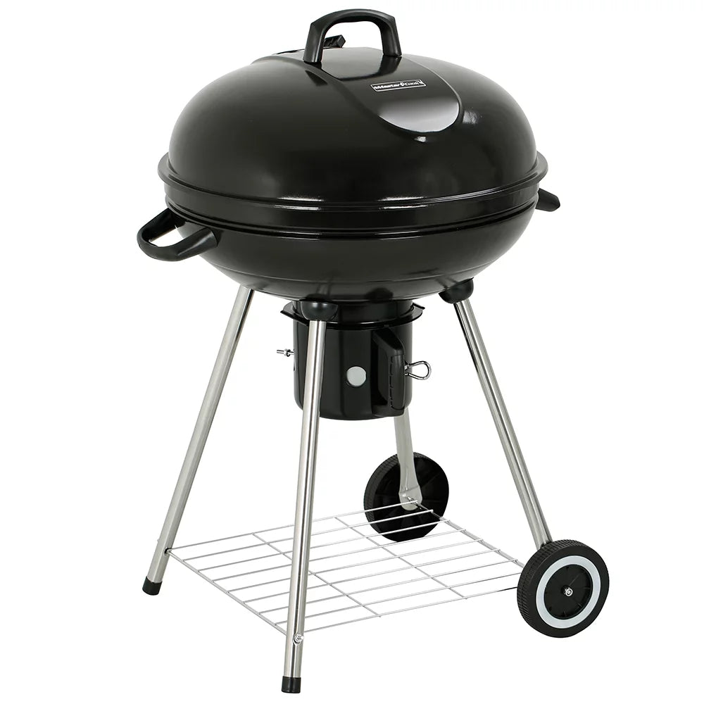 22" Round Portable Charcoal Kettle Grill With 2 Wheels, Black A868