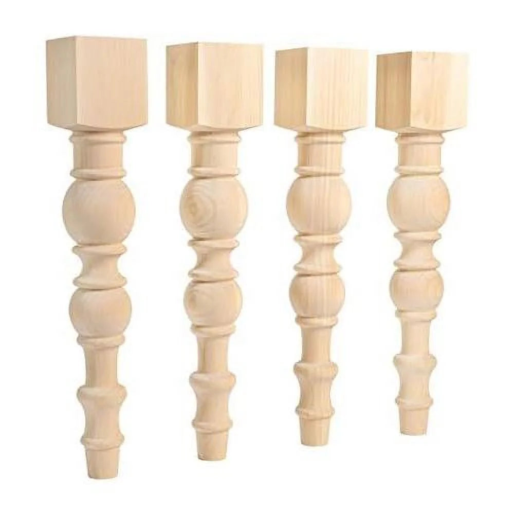 Set Of 4 Unfinished Turned Dining Table Legs T433