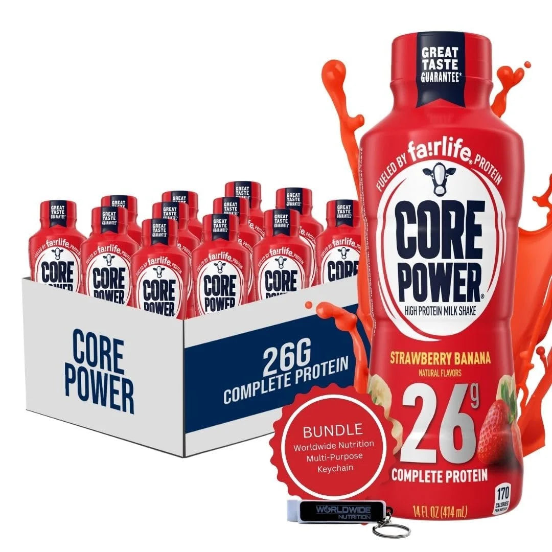 Strawberry Banana Flavor Protein Milk Shakes, 14 Fl Oz Pack of 12 K51571