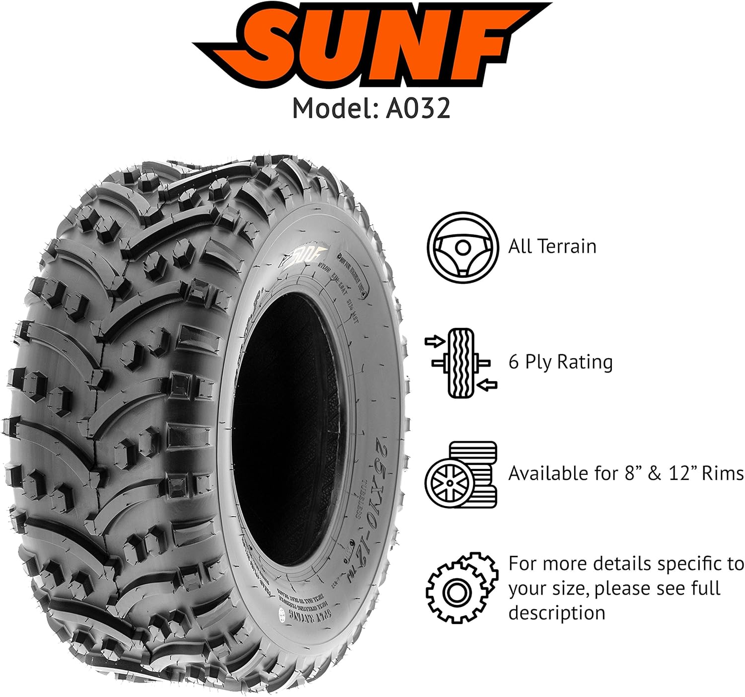 22x11-8 ATV UTV Tire Knobby Tubeless - PAIR of 2 Z486006