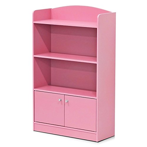 Pink 3-Tier Bookcase with Storage Cabinet S952666