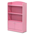 Pink 3-Tier Bookcase with Storage Cabinet S952666