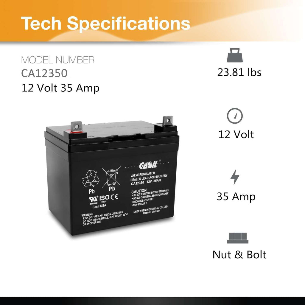 12V 35Ah Deep Cycle AGM SLA Rechargeable Battery U763