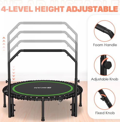 Foldable Mini Trampoline with Bungees and Adjustable Foam Handle W85160