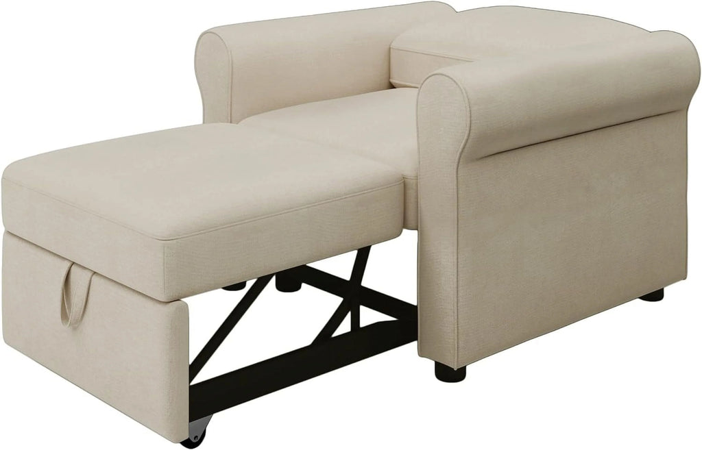 Beige Convertible Sleeper Chair Bed D557