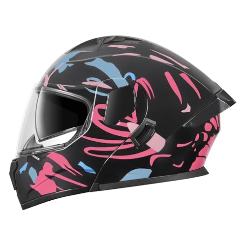 Modular Flip-Up Dual Visor Motorcycle Full Face Helmet (Bright Black, Small) S26473
