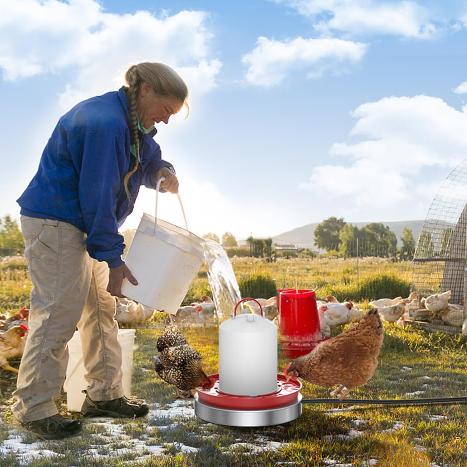 15 Inch 125W Heated Chicken Waterer Base with 10FT Cable G19431