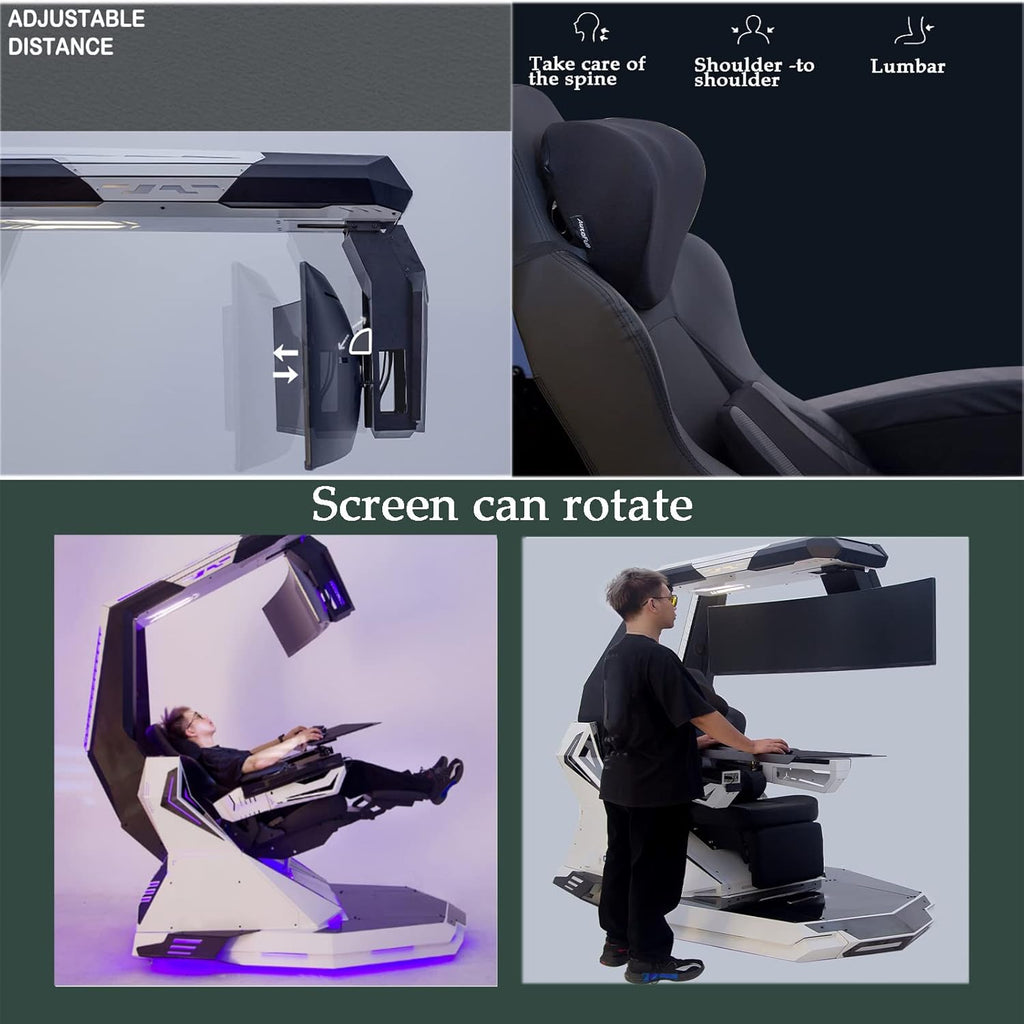 Ergonomic Game Chair with Pedals and Massage Y168070
