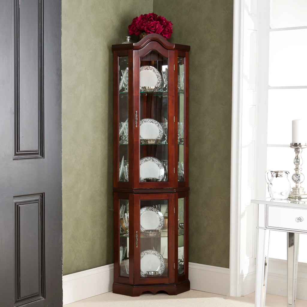 Lighted Corner Curio Cabinet Mahogany A8653
