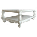 Rectangular Wood Coffee Table with Bottom Shelf in Bone White G533