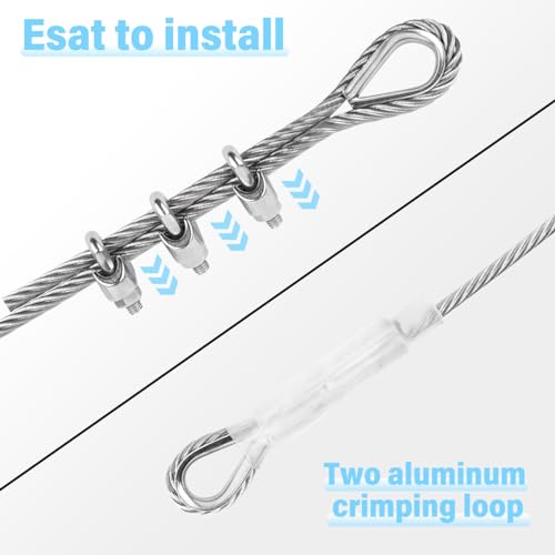 1/4 30ft 304 Stainless Steel Aircraft Cable with Clamps C49468